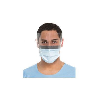 Halyard FLUIDSHIELD™ Level 2 Procedure Mask 62116 | Blue Fog-Free Wraparound Visor | Case of 100
