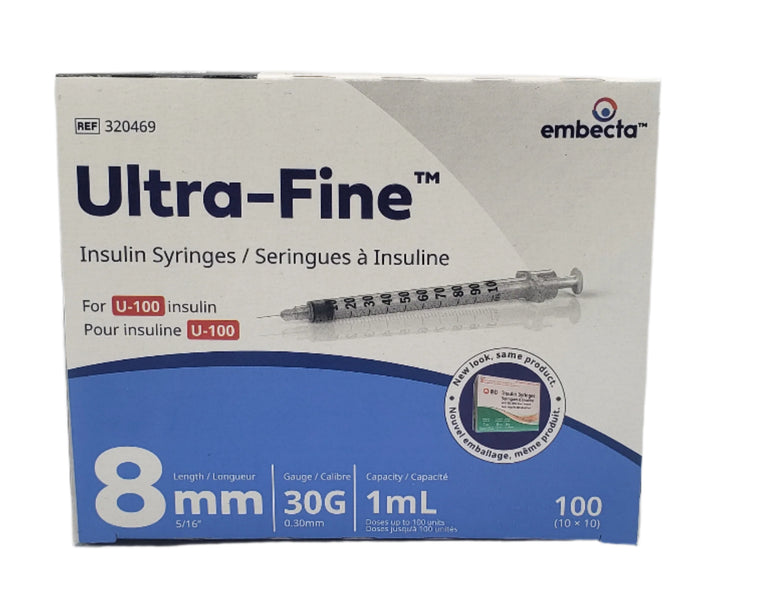 Embecta Patch 1ml x 30G x 8mm Embecta 320469 Insulin Syringes with Ultra-Fine Needle
