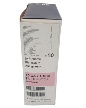 BD 381834 Insyte Autoguard Catheter 20G x 1.16