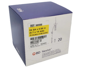 Front view of BD Nexiva MaxZero Closed IV Catheter 24G × 0.56