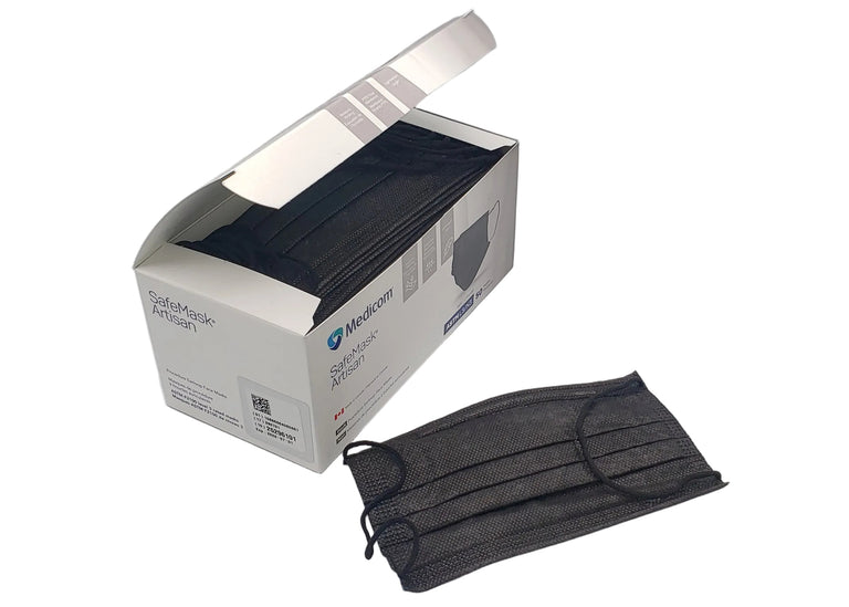 Medicom SafeMask® Artisan Level 3 Earloop Face Masks – Black | Box of 50