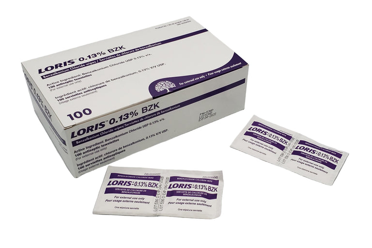Loris BZK Wipe 100 Wipes/Box