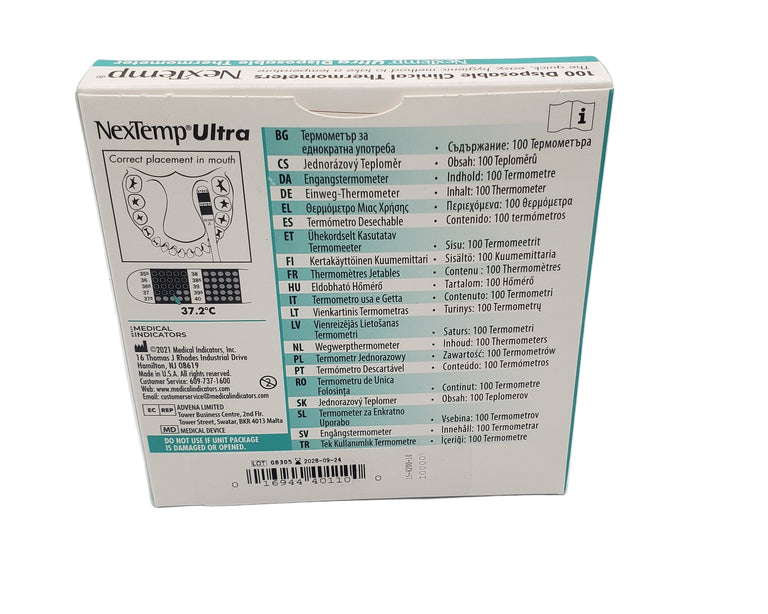 NexTemp® Single Use Ultra Thermometer-Box of 100