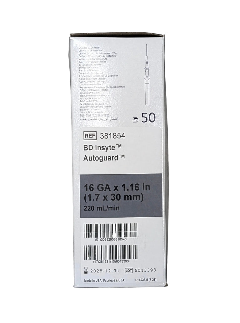 BD 381854 Insyte Autoguard Catheter 16G x 1.16