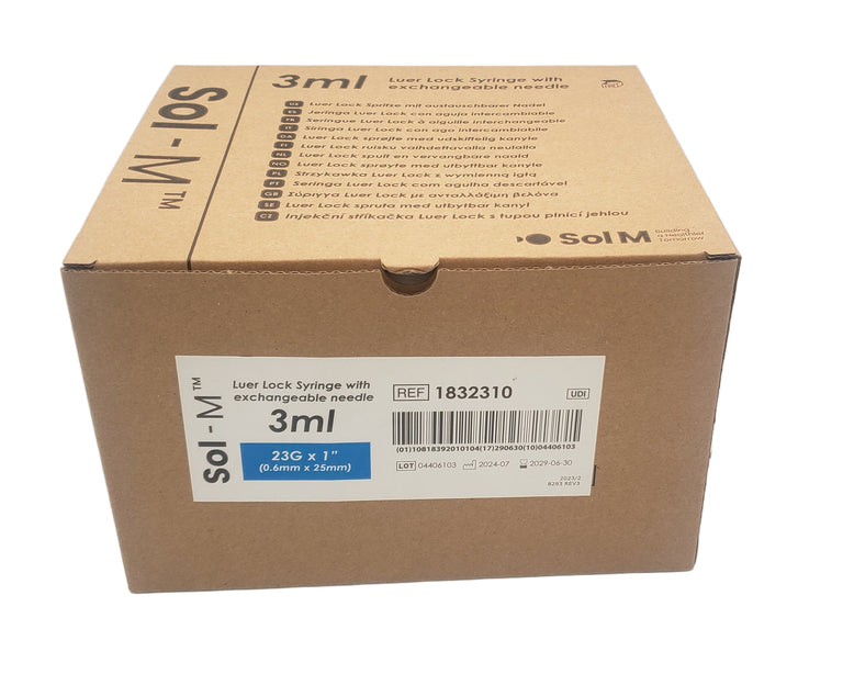 SOL-M 3ml Luer Lock Syringe with 23G x 1