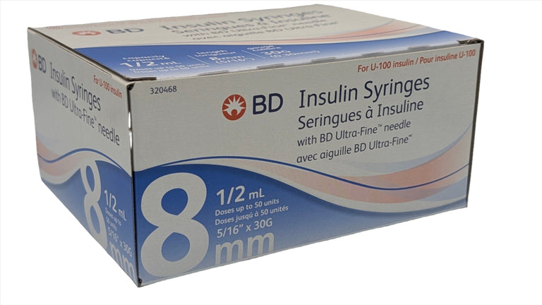 0.5ml x 30G x 8mm BD Insulin Syringes with BD Ultra-Fine Needle