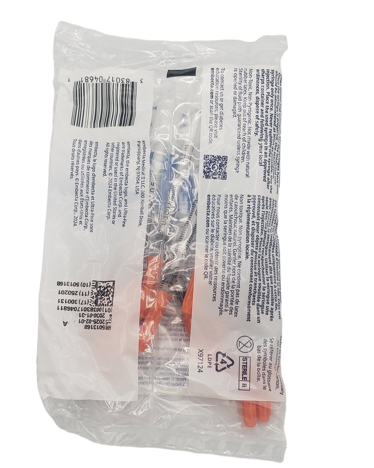 0.5ml x 30G x 8mm BD 320468 Insulin Syringes with BD Ultra-Fine Needle