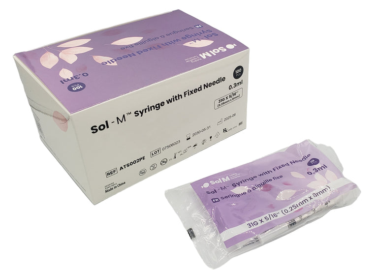 0.3ml x 31G x 8mm SOL-M Cosmetic Syringe with Fixed Needle ATS002PE