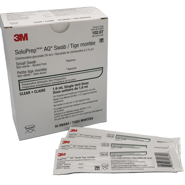 3M SoluPrep Chlorhexidine Wipe 2% Alcohol Free Ref 102.07