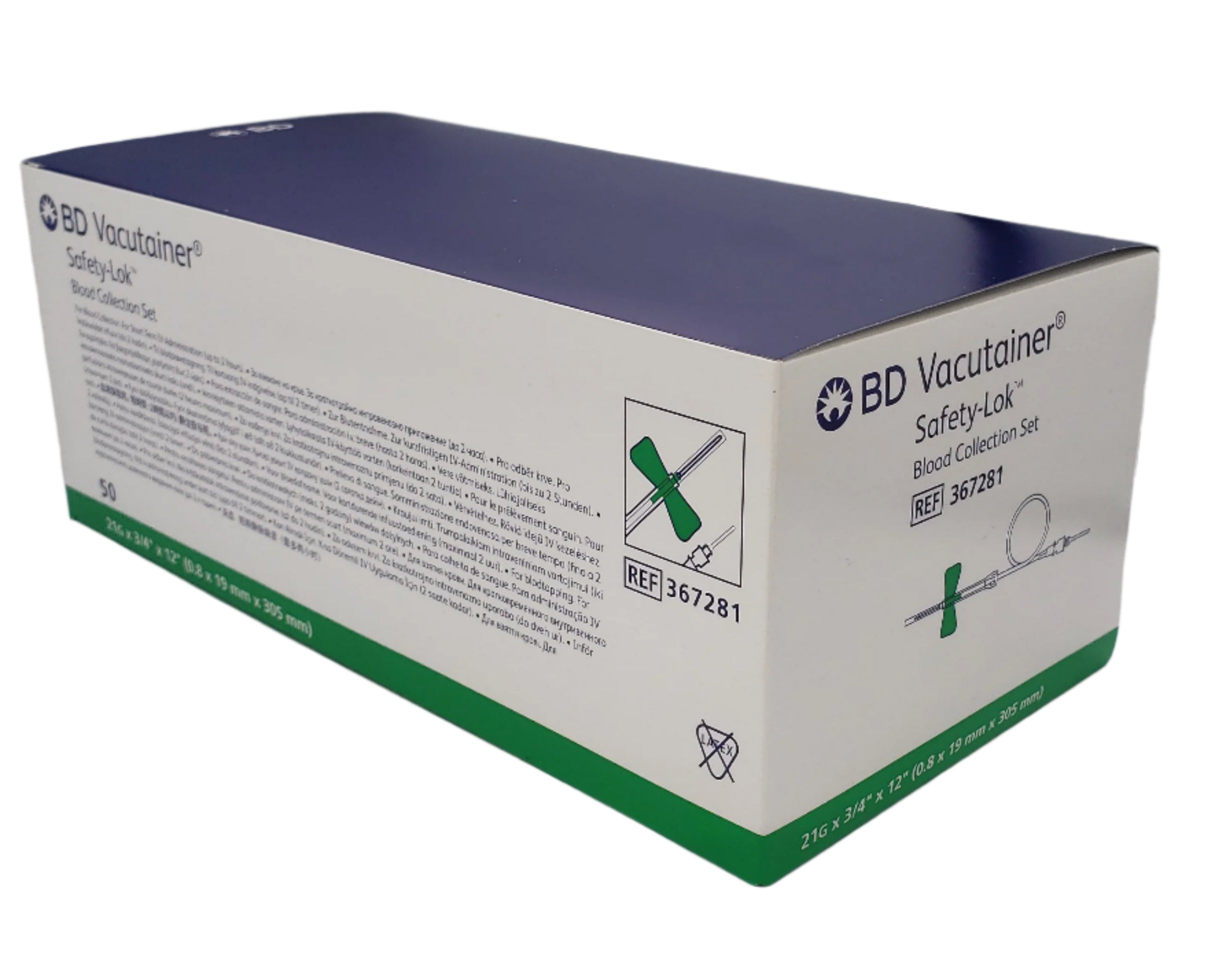 BD 367281 Safety-Lock Vacutainer Winged Blood Collection Set 21G x 0.7