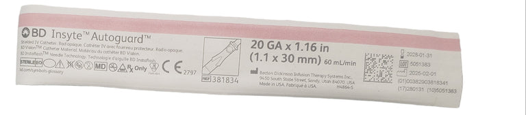 BD 381834 Insyte Autoguard Catheter 20G x 1.16