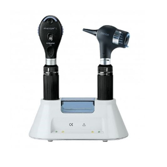 Two medical devices on a white stand with a white background