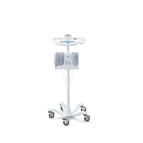 Welch Allyn Connex 6000 Mobile Stand on white background: rolling cart with smooth casters, cable management, storage bins, height-adjustable platform for vital signs monitor (stand only)