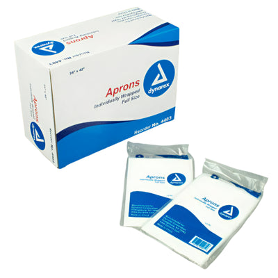 Dynarex Disposable Aprons 100 Aprons / Box Individually Packaged