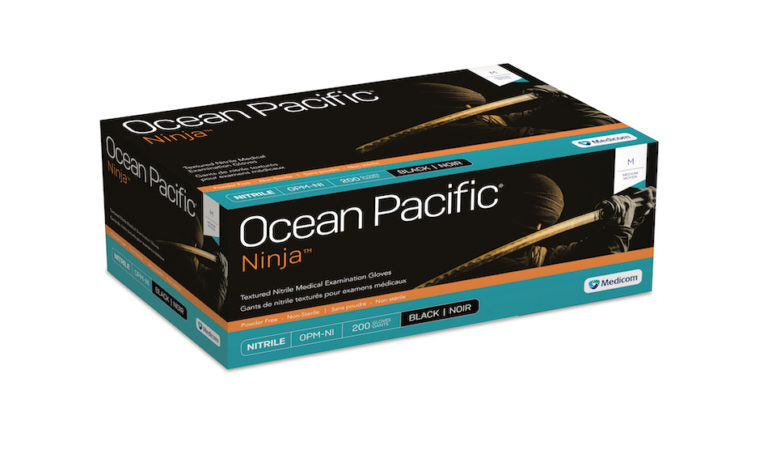 Ocean Pacific Ninja Black Nitrile Exam Glove Box of 200