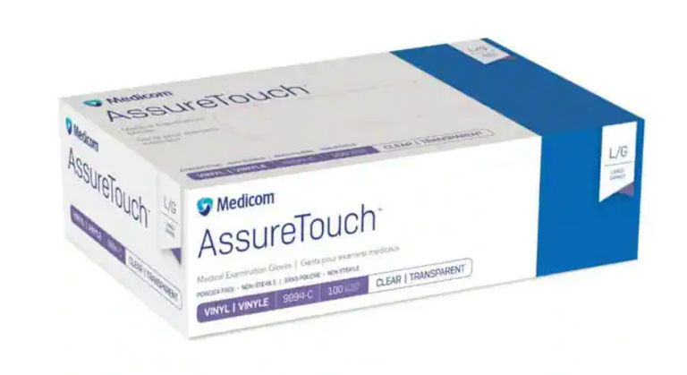 Medicom Vinyl Exam Glove AssureTouch Shield 100 Gloves / Box